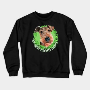 One Lucky Airedale Terrier Funny St. Patrick Dog Crewneck Sweatshirt